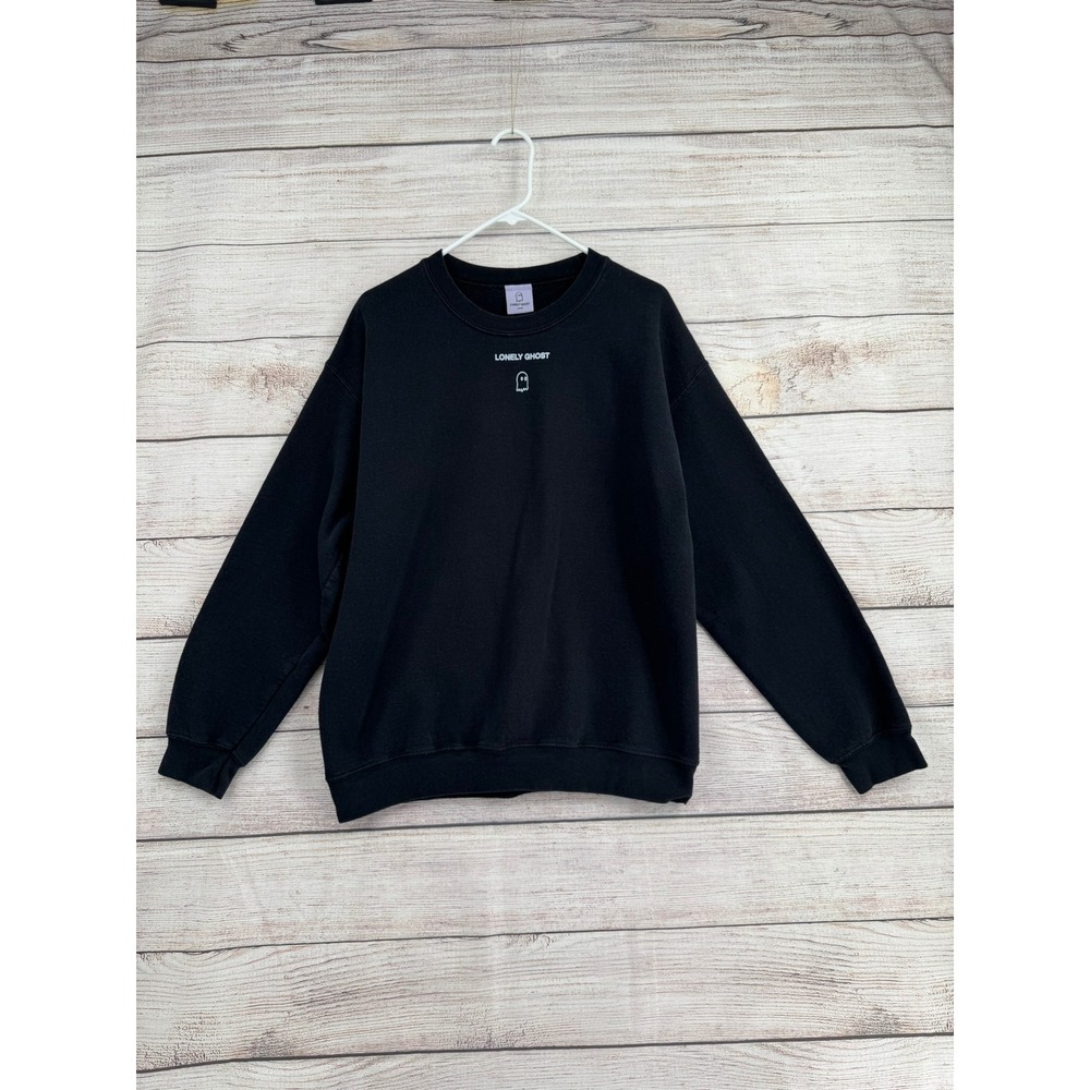 Lonely Ghost Sweatshirt Unisex Large Black Text Me When You Get Home Graphic